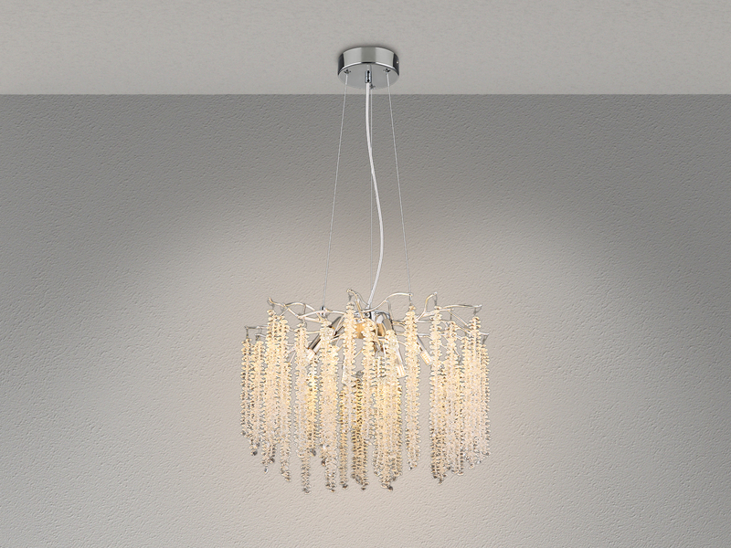 Moderner Kronleuchter LAVERNE Silber Chrom mit Glas Kristall Ø 50cm