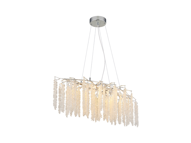 Moderner Kronleuchter LAVERNE Silber Chrom mit Glas Kristall, Breite 100cm