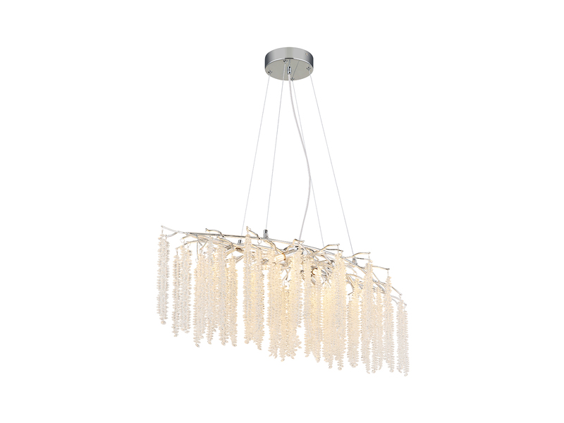 Moderner Kronleuchter LAVERNE Silber Chrom mit Glas Kristall, Breite 100cm