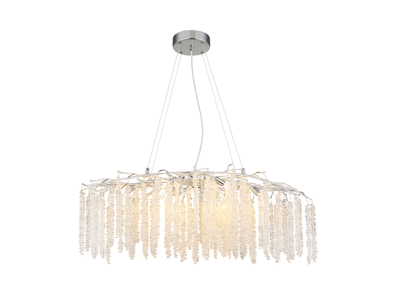 Moderner Kronleuchter LAVERNE Silber Chrom mit Glas Kristall, Breite 100cm