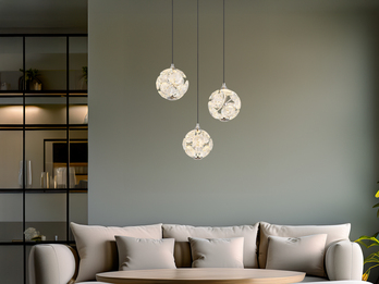 LED Pendelleuchte VIRINA 3-flammig Silber mit Kristall Glaskugeln, Ø 41cm