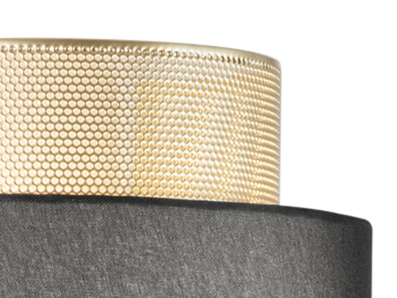 Wandleuchte LOUNGE Metall Gold mit Stoffblende Schwarz, Breite 25cm