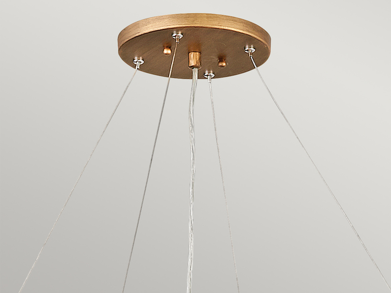 Ausgefallene Pendelleuchte LAGUNA Gold matt mit Glas Behang Ø 91cm