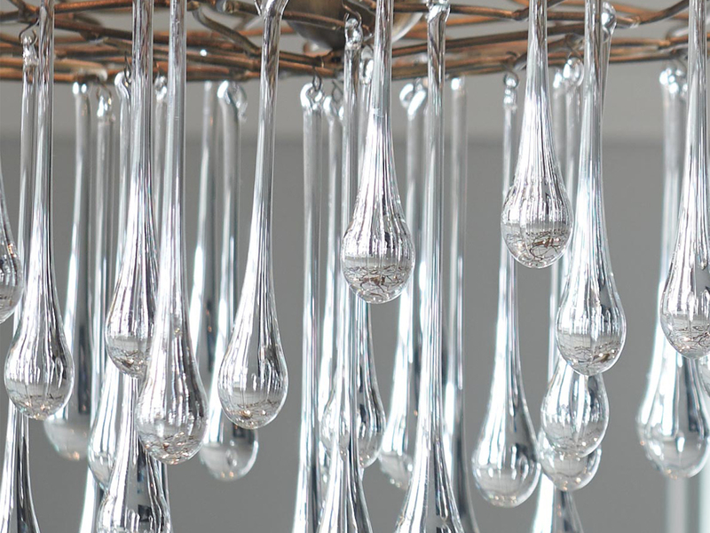 Ausgefallene Pendelleuchte LAGUNA Gold matt mit Glas Behang Ø 91cm