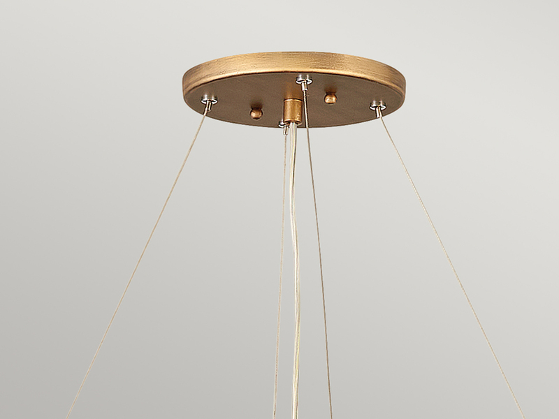 Ausgefallene Pendelleuchte LAGUNA Gold matt mit Glas Behang Ø 66cm