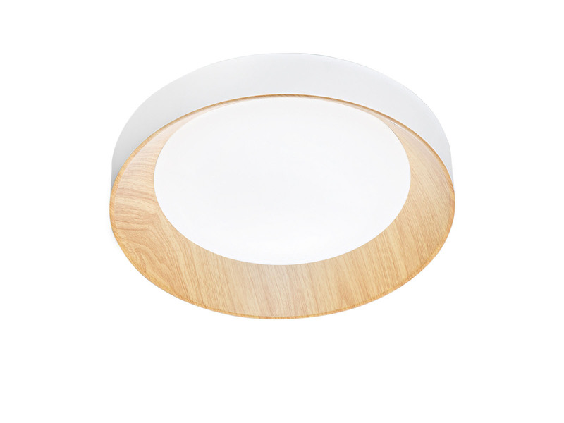 LED Deckenleuchte ARKA Weiß mit Holzoptik & 3 Lichtfarben, Ø 40cm