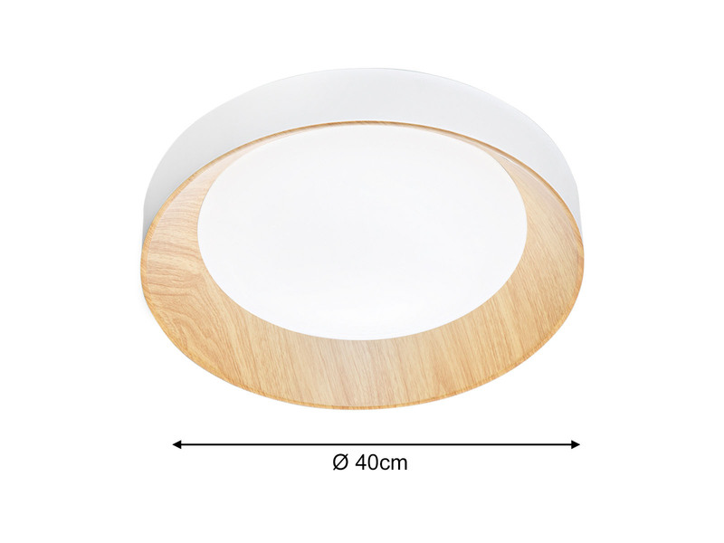 LED Deckenleuchte ARKA Weiß mit Holzoptik, Ø 40cm