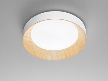 LED Deckenleuchte ARKA Weiß mit Holzoptik & 3 Lichtfarben, Ø 40cm