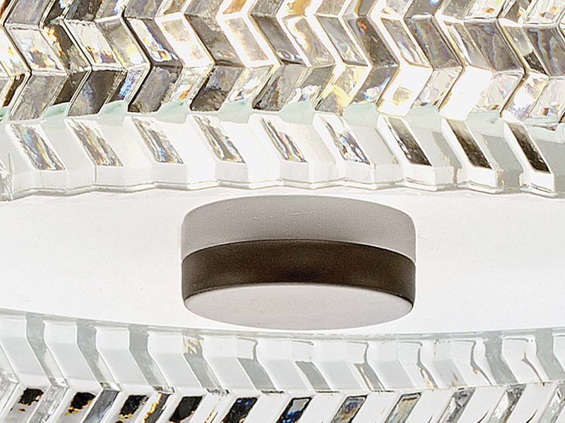 Retro Deckenleuchte ELLE Schwarz mit Chevron Glas Lampenschirm Ø 30,5cm