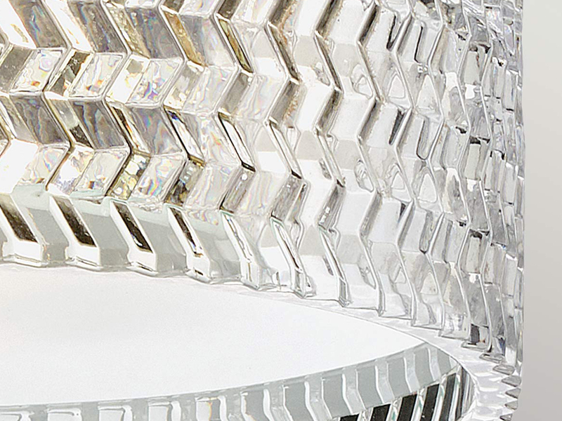 Retro Deckenleuchte ELLE Schwarz mit Chevron Glas Lampenschirm Ø 30,5cm