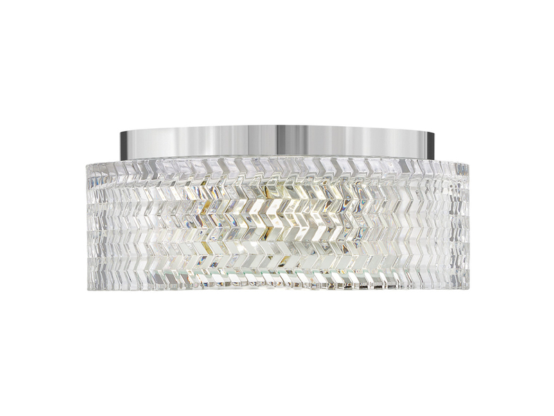 Retro Deckenleuchte ELLE Chrom mit Chevron Glas Lampenschirm Ø 30,5cm