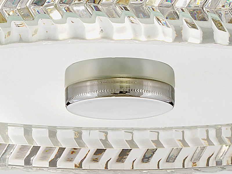 Retro Deckenleuchte ELLE Chrom mit Chevron Glas Lampenschirm Ø 30,5cm