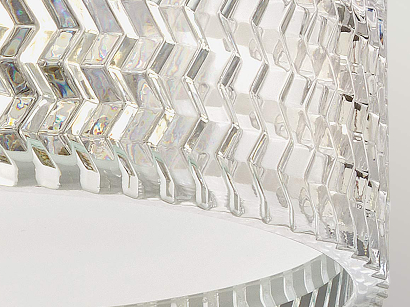 Retro Deckenleuchte ELLE Chrom mit Chevron Glas Lampenschirm Ø 30,5cm