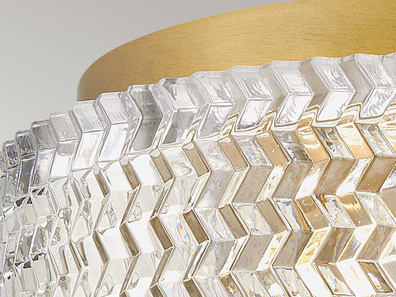 Retro Deckenleuchte ELLE Altmessing mit Chevron Glas Lampenschirm Ø 30,5cm