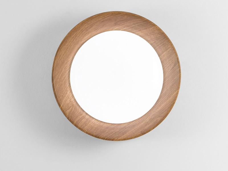 LED Deckenleuchte ARKA Schwarz mit Holzoptik, Ø 40cm