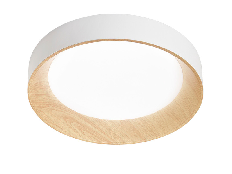 LED Deckenleuchte ARKA Weiß mit Holzoptik & 3 Lichtfarben, Ø 50cm