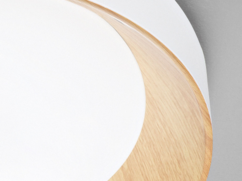 LED Deckenleuchte ARKA Weiß mit Holzoptik, hell & 3 Lichtfarben, Ø 50cm