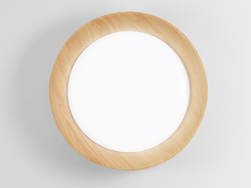 LED Deckenleuchte ARKA Weiß mit Holzoptik & 3 Lichtfarben, Ø 50cm