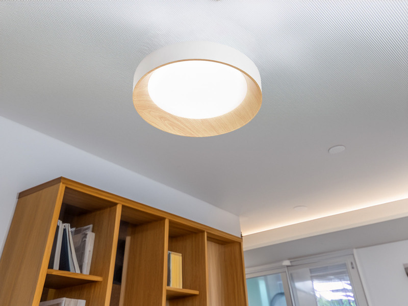 LED Deckenleuchte ARKA Weiß mit Holzoptik, Ø 50cm