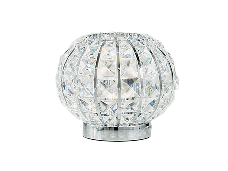 LED Kugel Tischlampe Chrom mit Glas Kristallen, Ø 20cm