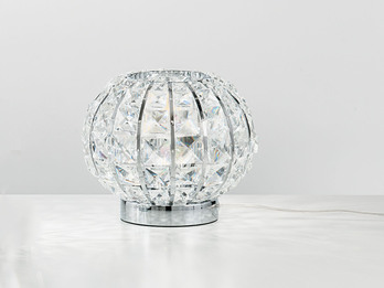 LED Kugel Tischlampe Chrom mit Glas Kristallen, Ø 20cm