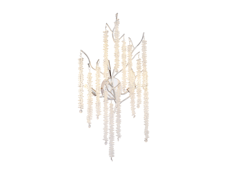 Ausgefallene LED Wandlampe Silber Chrom mit Kristall, Höhe 60cm