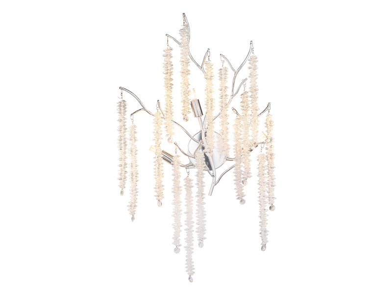 Ausgefallene LED Wandlampe Silber Chrom mit Kristall, Höhe 60cm