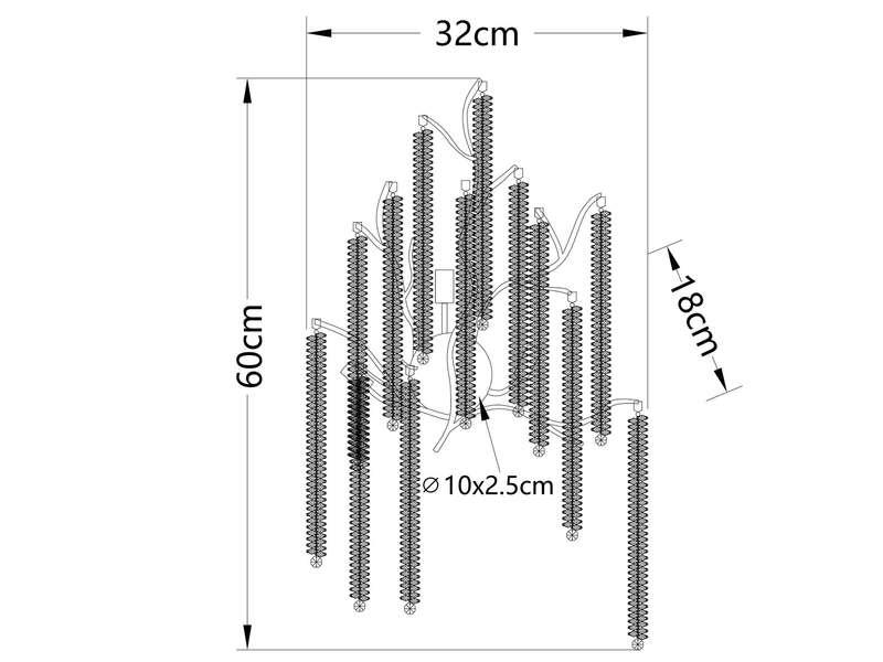 Ausgefallene LED Wandlampe Silber Chrom mit Kristall, Höhe 60cm