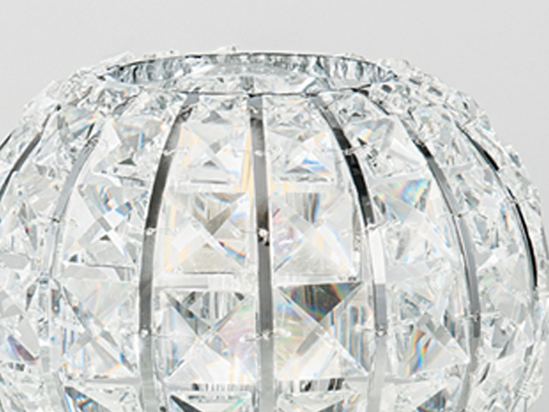 LED Kugel Tischlampe Chrom mit Glas Kristallen, Ø 16cm