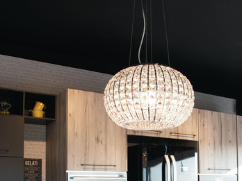 LED Kugel Hängelampe dimmbar, Chrom mit Glas Kristallen, Ø 45cm