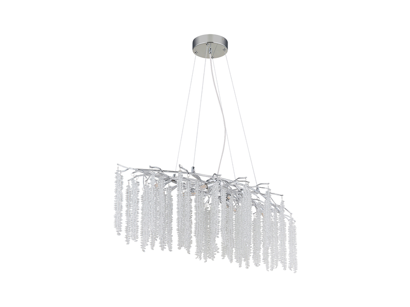 Moderner LED Kronleuchter Silber Chrom mit Glas Kristall, Breite 100cm