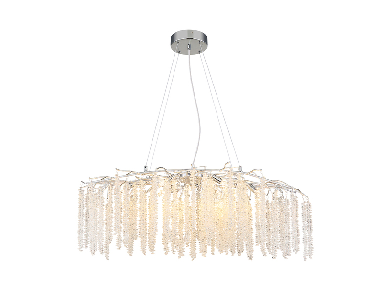 Moderner LED Kronleuchter Silber Chrom mit Glas Kristall, Breite 100cm