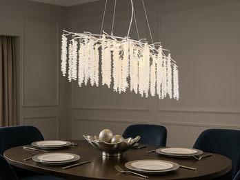 Moderner LED Kronleuchter Silber Chrom mit Glas Kristall, Breite 100cm