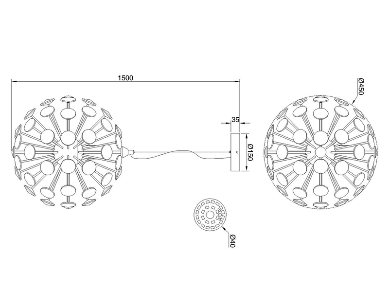 Große LED Pendelleuchte VIRINA Silber Kugellampe aus K9 Kristallen, Ø 45cm
