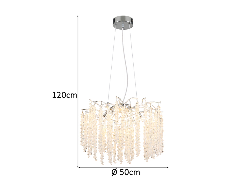 Moderner LED Kronleuchter Silber Chrom mit Glas Kristall Ø 50cm