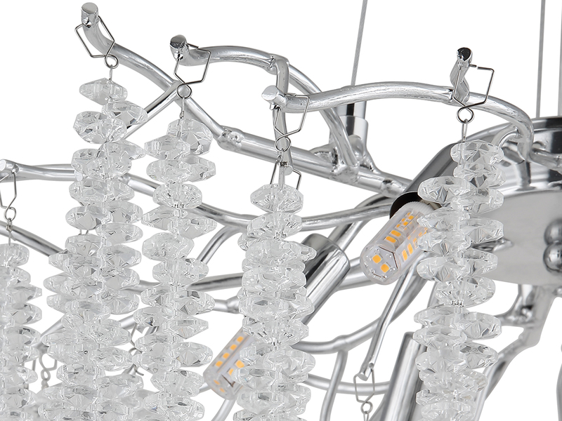 Moderner LED Kronleuchter Silber Chrom mit Glas Kristall Ø 50cm