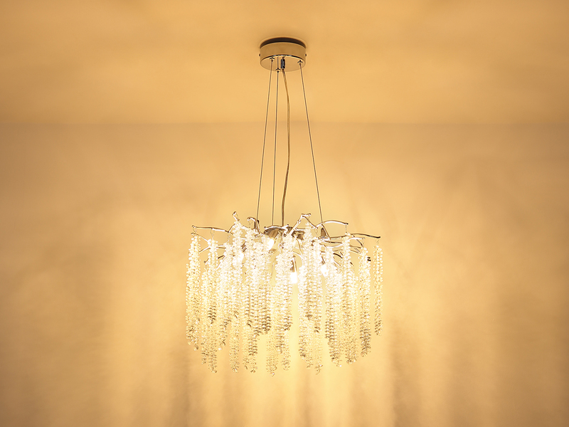 Moderner LED Kronleuchter Silber Chrom mit Glas Kristall Ø 50cm