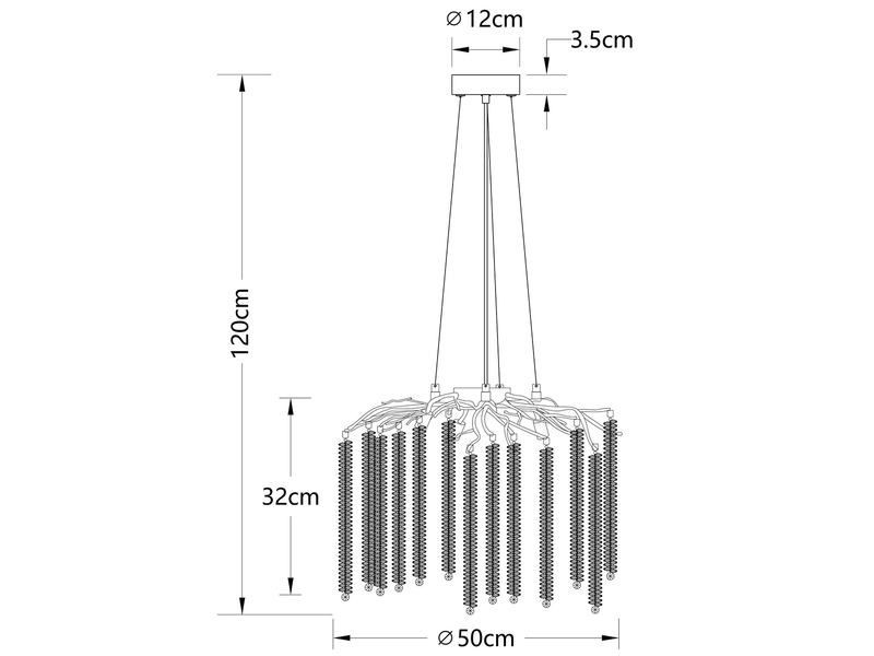 Moderner LED Kronleuchter Silber Chrom mit Glas Kristall Ø 50cm