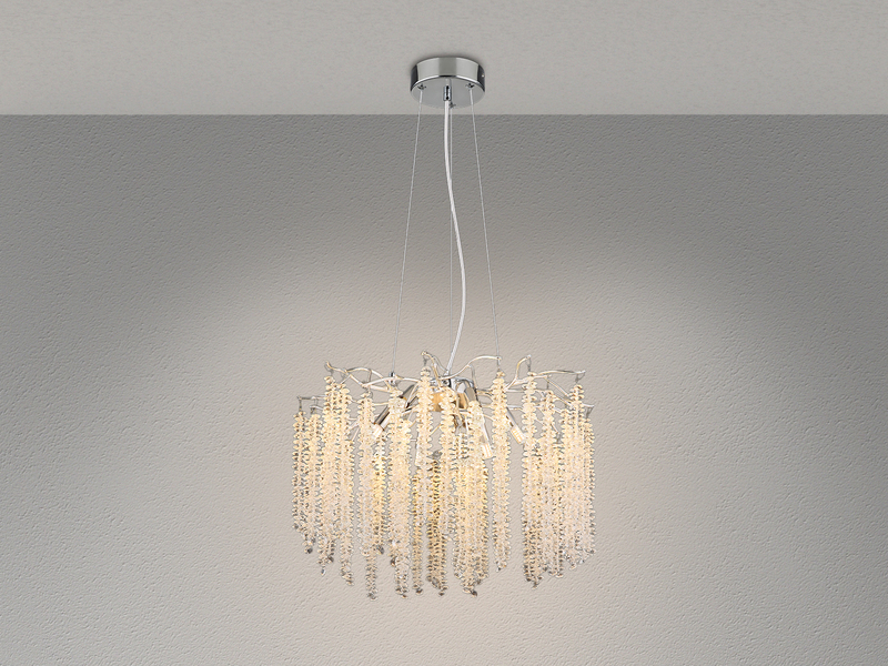 Moderner LED Kronleuchter Silber Chrom mit Glas Kristall Ø 50cm