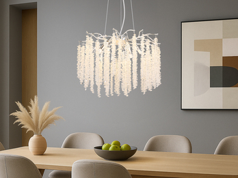 Moderner LED Kronleuchter Silber Chrom mit Glas Kristall Ø 50cm