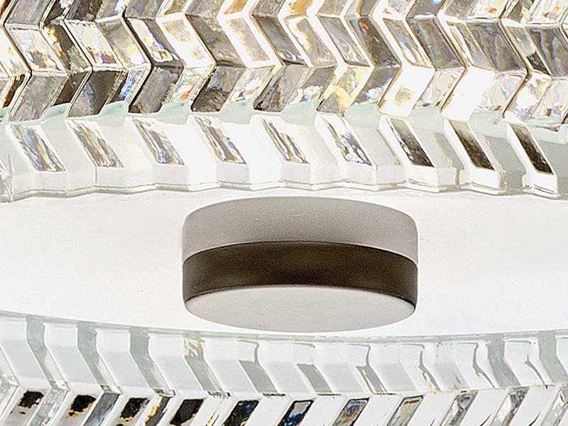 Retro LED Deckenleuchte Schwarz mit Chevron Glas Lampenschirm Ø 30,5cm