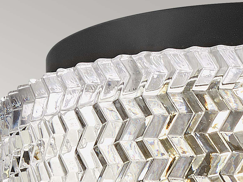 Retro LED Deckenleuchte Schwarz mit Chevron Glas Lampenschirm Ø 30,5cm