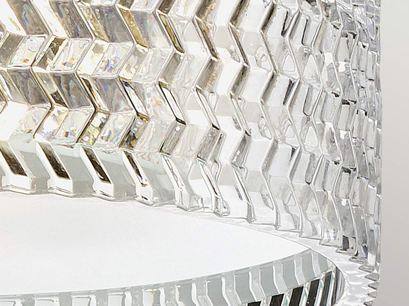 Retro LED Deckenleuchte Schwarz mit Chevron Glas Lampenschirm Ø 30,5cm