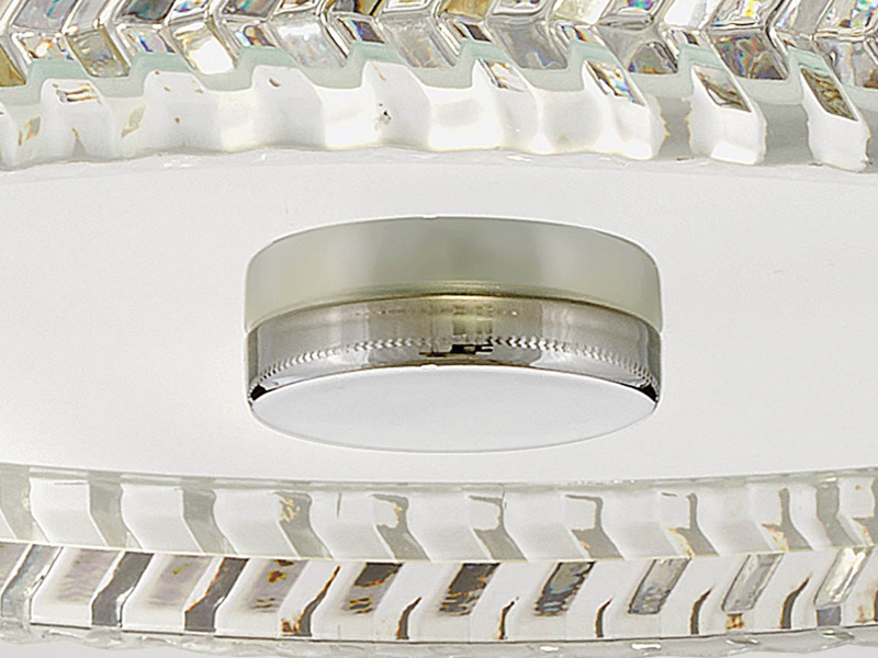 Retro LED Deckenleuchte Silber Chrom mit Chevron Glas Lampenschirm Ø 30,5cm