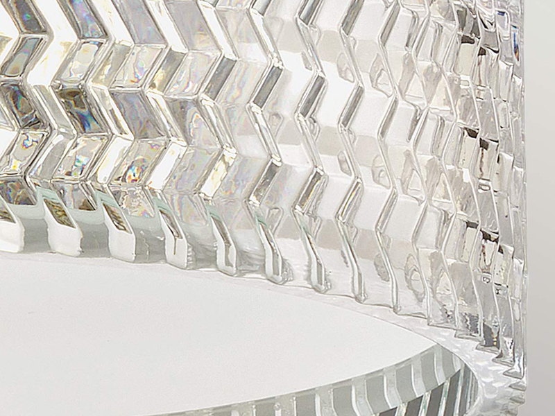 Retro LED Deckenleuchte Silber Chrom mit Chevron Glas Lampenschirm Ø 30,5cm
