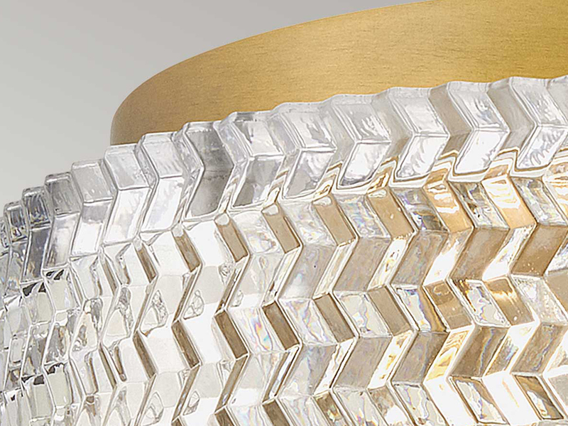 Retro LED Deckenleuchte Messing mit Chevron Glas Lampenschirm Ø 30,5cm