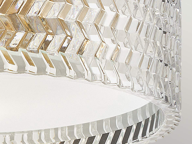 Retro LED Deckenleuchte Messing mit Chevron Glas Lampenschirm Ø 30,5cm