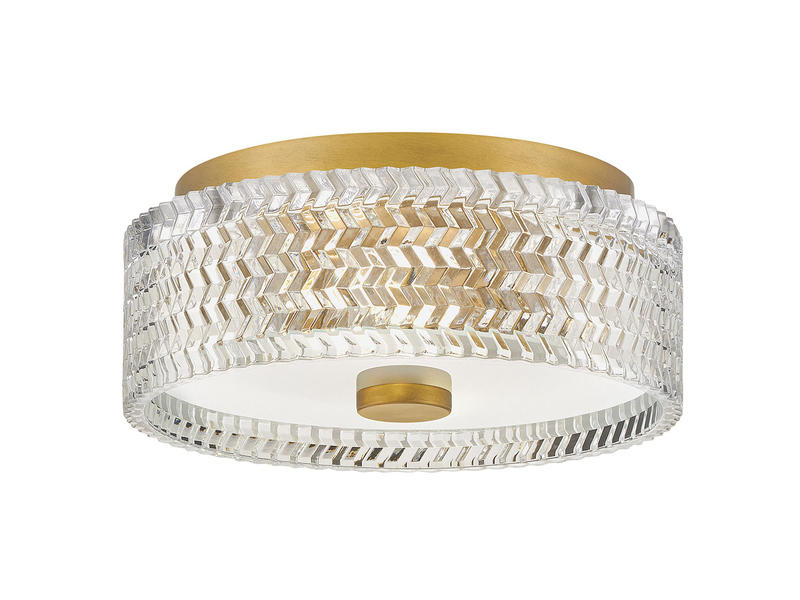 Retro LED Deckenleuchte Messing mit Chevron Glas Lampenschirm Ø 30,5cm