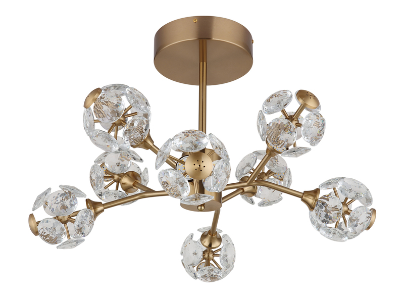 LED Deckenleuchte VIRINA 8-flammig Gold mit Kristall Glaskugeln, Ø 68cm