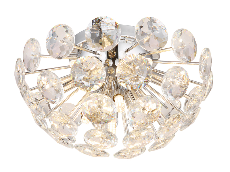 Elegante Deckenleuchte VIRINA in Silber Chrom mit K9 Kristallen, Ø 39cm